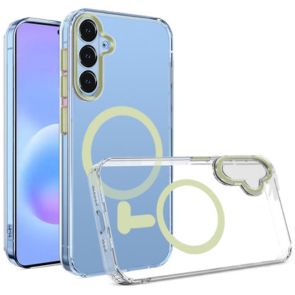 Phone Case for Samsung Galaxy A57 Clear Transparent Magnetic Circle Slim Shockproof Durable TPU Hard PC Grip Hybrid Design Cover Green