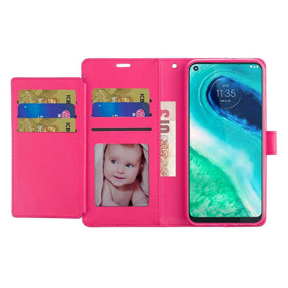 For Apple iPhone SE 4 Wallet Cases PU Leather with Credit Card /ID /Cash Holder Slot Dual Flip Pouch, Stand and Strap Case Cover Hot Pink