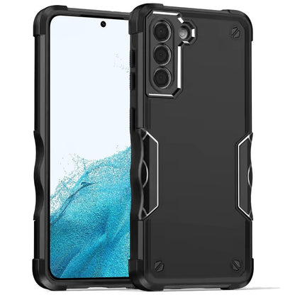 For Samsung Galaxy S22+ / S22 Plus Slim Tough Shockproof Hybrid Heavy Duty 2in1 Dual Layer TPU Bumper Rugged Rubber Defend Armor Case Cover Black
