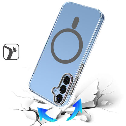 Phone Case for Samsung Galaxy A57 Clear Transparent Magnetic Circle Slim Shockproof Durable TPU Hard PC Grip Hybrid Design Cover Black