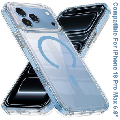 Phone Case for Apple iPhone 18 Pro Max/ iPhone 17 Pro Max Transparent Magnetic Shockproof Colored Edge Hybrid Case Slim Durable Grip Clear Protective Soft TPU Cover Blue