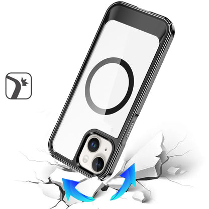 For Apple iPhone 16 (6.1") Transparent HQ Hybrid Slim, Shockproof, Compatible with MagSafe wireless charging & Military-Grade Case Cover