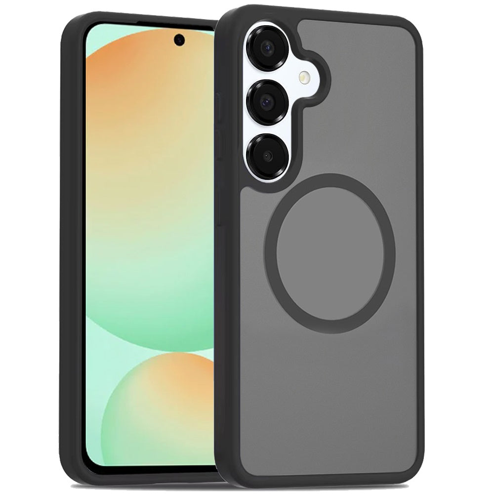 Phone Case for Samsung Galaxy S24 FE /Fan Edition Magnetic Matte Hybrid Shockproof Smooth Grip Durable Camera Protection Anti-Slip Soft Touch TPU Armor Cover Black