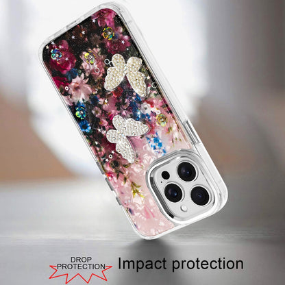 For Samsung Galaxy A36 Epoxy Glitter Flowers Bling 3D Butterfly Fashion TPU Hybrid with Shockproof Protection Case Cover