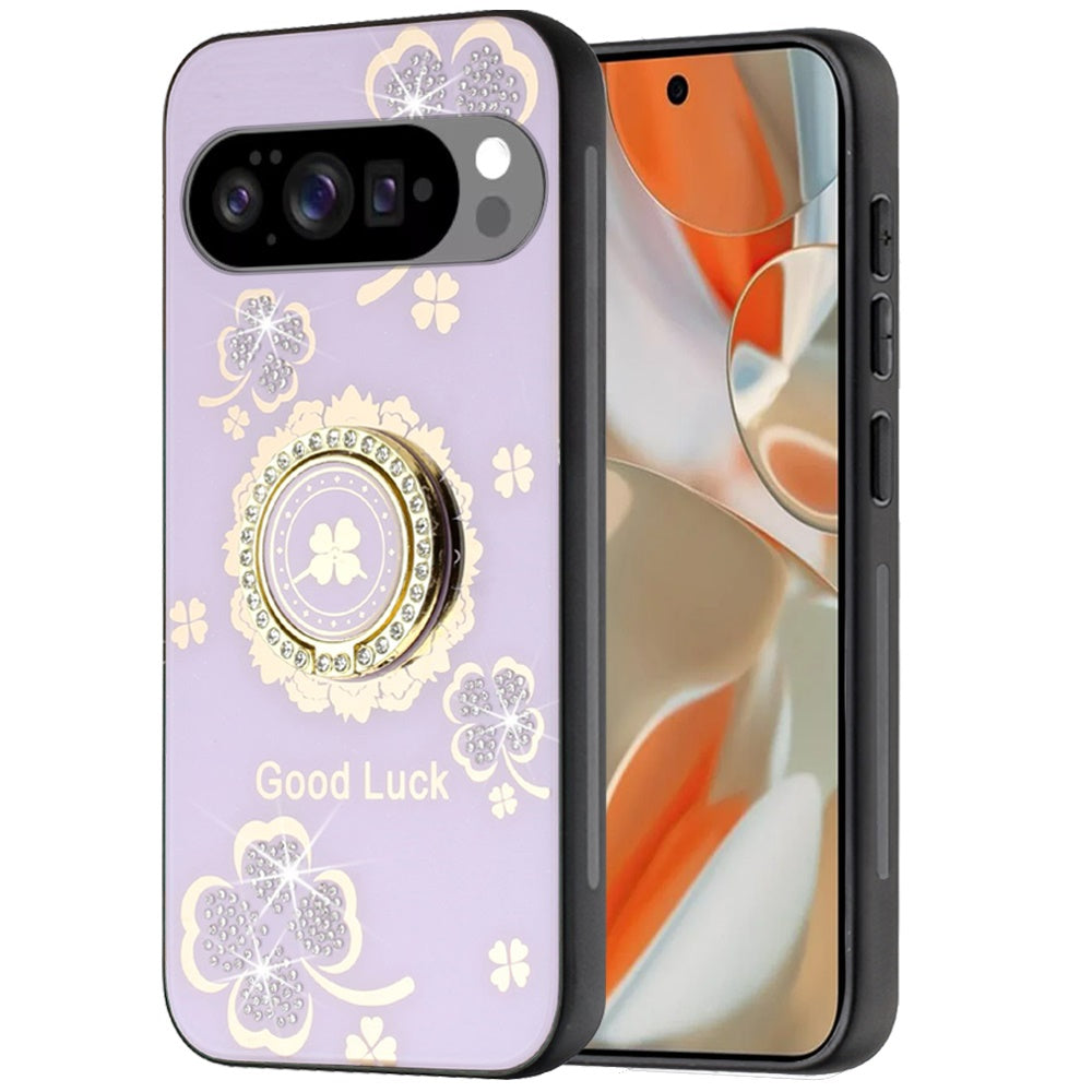 For Google Pixel 10 /Pixel 10 Pro Diamonds 3D Fashion Bling Sparkly Glitter Ornaments Engraving Hybrid with Ring Stand Case Cover