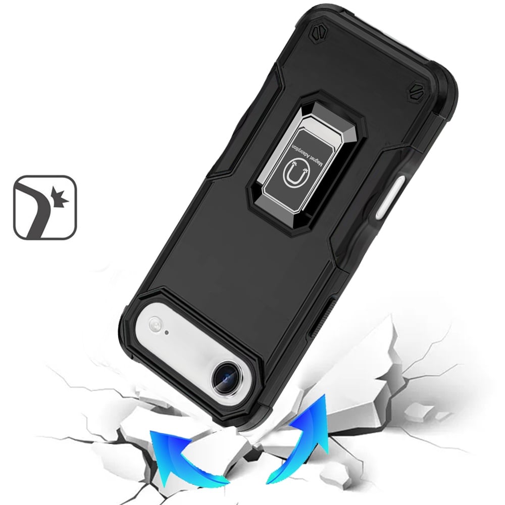 For Apple iPhone 17 Air (6.6") Hybrid Stand Magnetic Ring Holder Kickstand Heavy Duty Rugged Drop Silicone & Hard PC Shockproof Case Cover