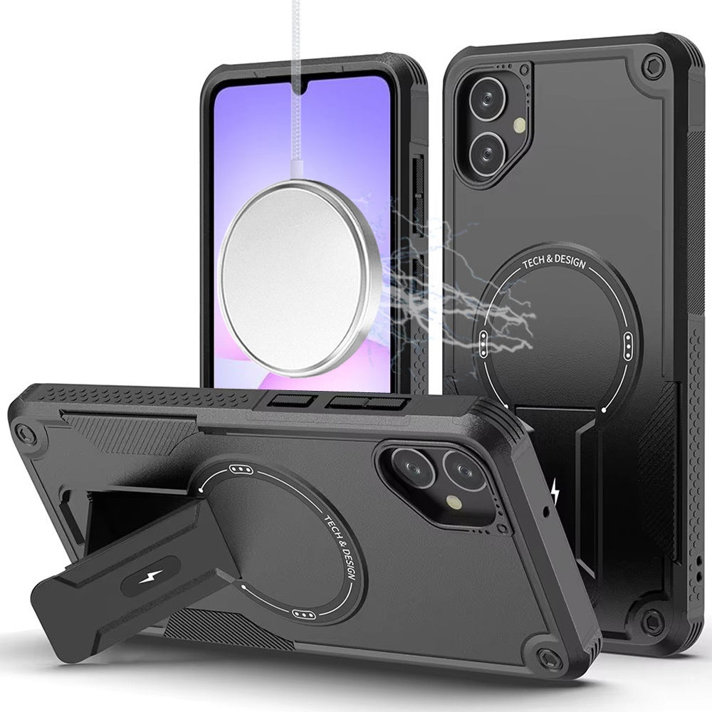 Phone Case for Samsung Galaxy A08 4G, A07 5G, A07 4G Magnetic Kickstand Rugged Shockproof Armor Grip Anti Slip Heavy Duty Protective Matte Stand Hybrid Cover
