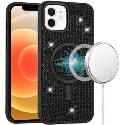 For Apple iPhone 14 Pro Max Diamond Pattern Bling Sparkly Shockproof Protective with Stylish Crystal Design Compatible with Magsafe Case Cover