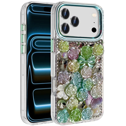 Phone Case for Apple iPhone 18 Pro 3D Flower Bling Rhinestone Glitter Cute Stylish Shockproof Protective Decorative Luxury Grip Stones Ornaments Cover