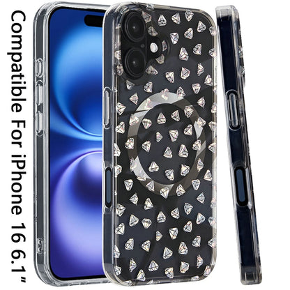 For iPhone 16 (6.1") Premium Double Layer IMD Magnetic Hybrid Shockproof Protection Durable Anti Scratch Secure Grip Slim Design Compatible Case Cover Smoke Holographic