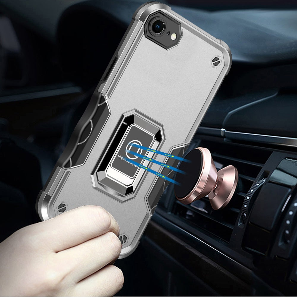 Hybrid Stand Magnetic Ring Holder Kickstand Heavy Duty Rugged Drop Silicone & Hard PC Shockproof