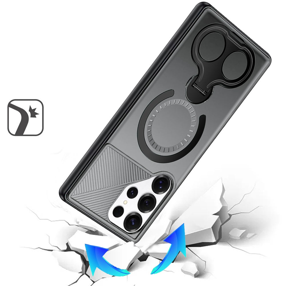 For Samsung Galaxy S26 Ultra Hybrid with Invisible 2 Hole Ring Stand Magnetic back Car Mount Friendly Protector Case Cover