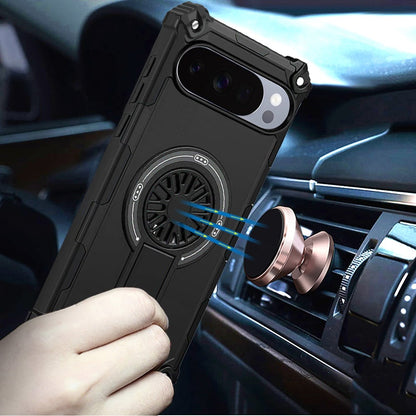 Phone Case for Google Pixel 11 Pro XL Invisible Kickstand Magnetic Car Mount Friendly Shockproof Texture Anti Slip Durable Grip Heavy Duty Hybrid Cover