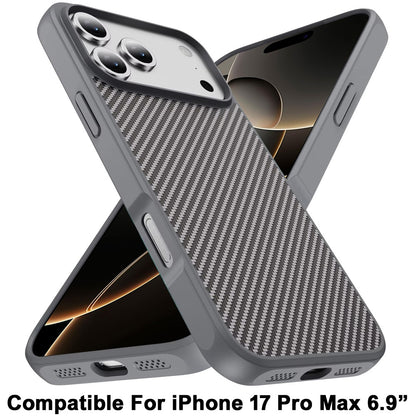 For Apple iPhone 17 Pro Max (6.9") Carbon Fiber Design with Magnetic HQ 2.0mm Thick Hybrid Shockproof Rubber Hard PC Case Cover