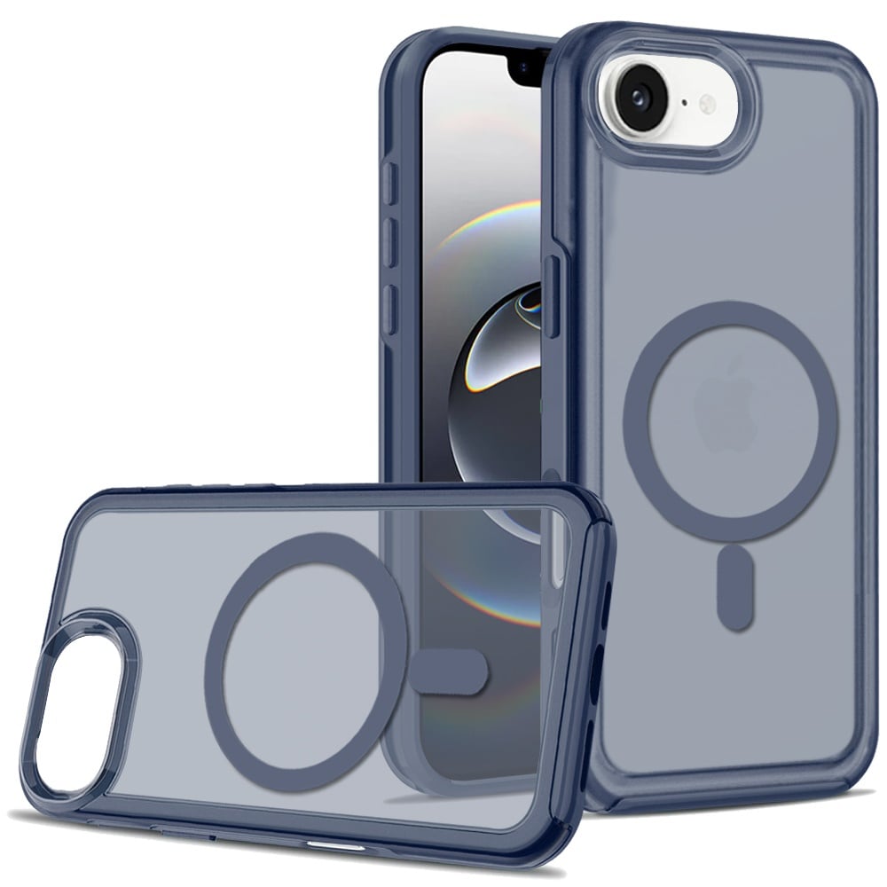 Phone Case for Apple iPhone 17E /16E Glossy Magnetic Compatible Shockproof Slim TPU Durable Hard PC Rubber Grip Premium Hybrid Cover Blue