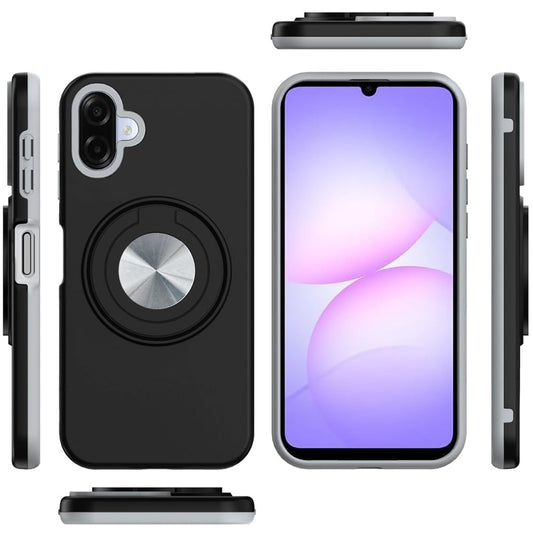 Phone Case Cover for Samsung Galaxy A07 4G Metal Matte Hybrid with Invisible Rotational Ring Stand, Car Mount Friendly, Military Grade Slim Fit Sturdy Cover