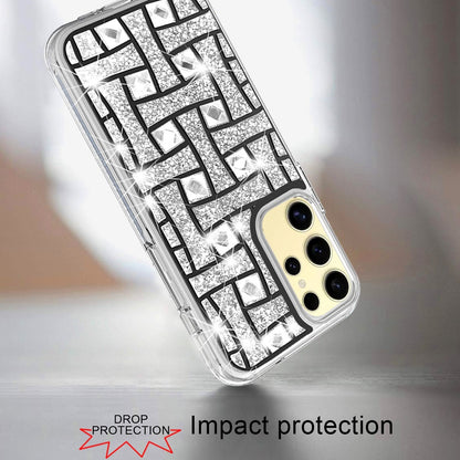 For Samsung Galaxy S25 /S24 Sparkly 3D Design Diamond Shockproof Protective Bling Glitter Rhinestone Hybrid Skin PC & TPU Case Cover