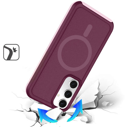 For Samsung Galaxy S25 /S24 Magnetic Circle, MagSafe Compatible, Guard Fused Heavy-Duty Hybrid Shockproof Slim Case Cover