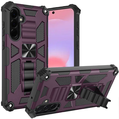 Phone Case for Samsung Galaxy A37 / A36 Built in Magnetic Hiden Kickstand Shockproof Rugged Armor Grip Hybrid Heavy Duty Anti Slip Protective Style Cover Purple