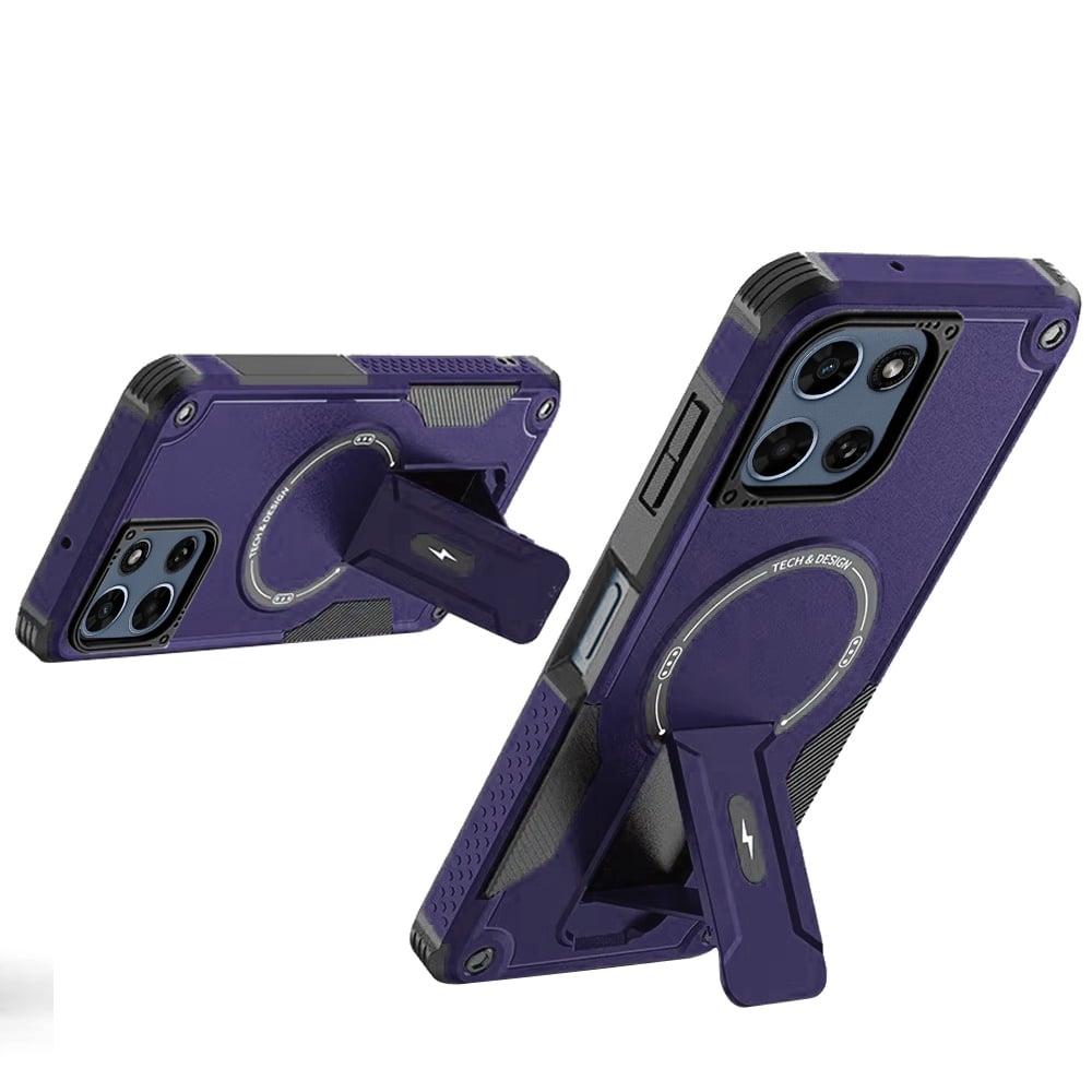 Phone Case for Motorola Moto G Play 5G 2026 Magnetic Kickstand Rugged Shockproof Armor Grip Anti Slip Heavy Duty Protective Matte Stand Hybrid Cover Purple