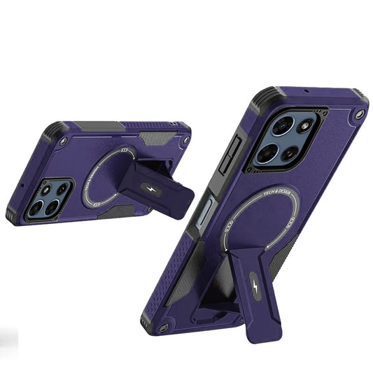 Phone Case for Motorola Moto G 5G 2026/ Moto G 5G 2025 Magnetic Kickstand Rugged Shockproof Armor Grip Anti Slip Heavy Duty Protective Matte Stand Hybrid Cover Purple
