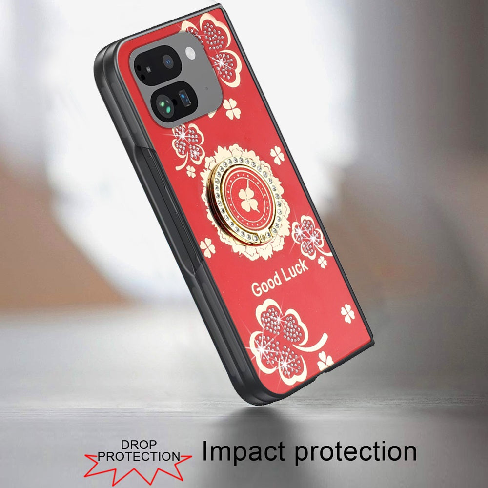 For Google Pixel 9 Pro Fold Diamonds 3D Butterfly Bling Sparkly Glitter Ornaments Engraving Hybrid with Stand Fashion Case Cover Enchanted Butterfly Purple