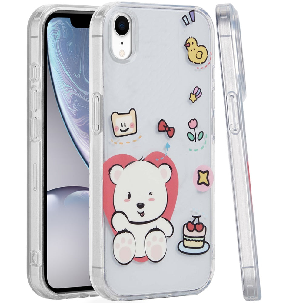 For Apple iPhone XR Fashion Layer Design Slim IMD TPU Protective, Shockproof Hybrid Stylish Durable Hard PC Case Cover