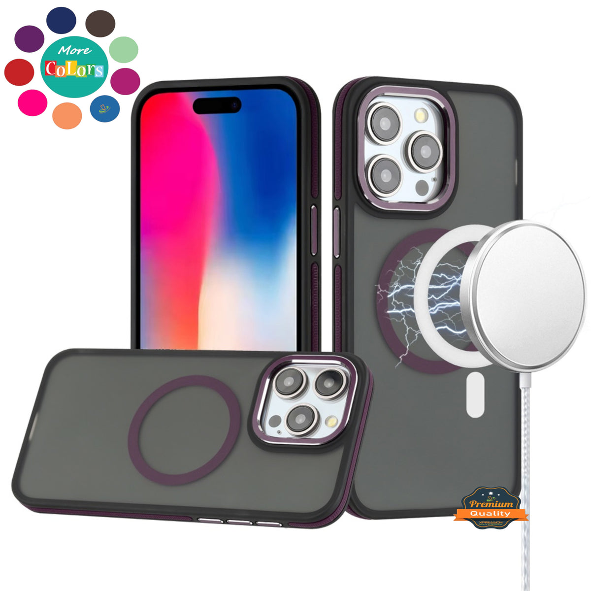 For Apple iPhone 16e Frosted Translucent Back Hybrid Case with Magnetic Circle; MagSafe Compatible, Military Grade Shockproof, Slim Design Case Cover