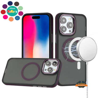 For Apple iPhone 16e Frosted Translucent Back Hybrid Case with Magnetic Circle; MagSafe Compatible, Military Grade Shockproof, Slim Design Case Cover