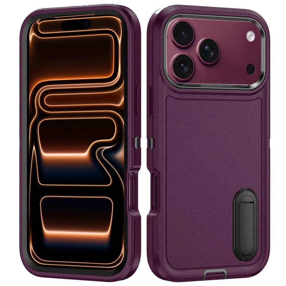 Phone Case for Apple iPhone 18 Pro Max/ iPhone 17 Pro Max 3in1 Tough Rugged Kickstand Shockproof Armor Grip Heavy Duty Drop Resistant Protective Hybrid Cover Purple