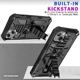 For Apple iPhone 15 (6.1") Built in Magnetic Kickstand, Military Hybrid Bumper Heavy Duty Dual Layers Rugged Stand  Phone Case Cover