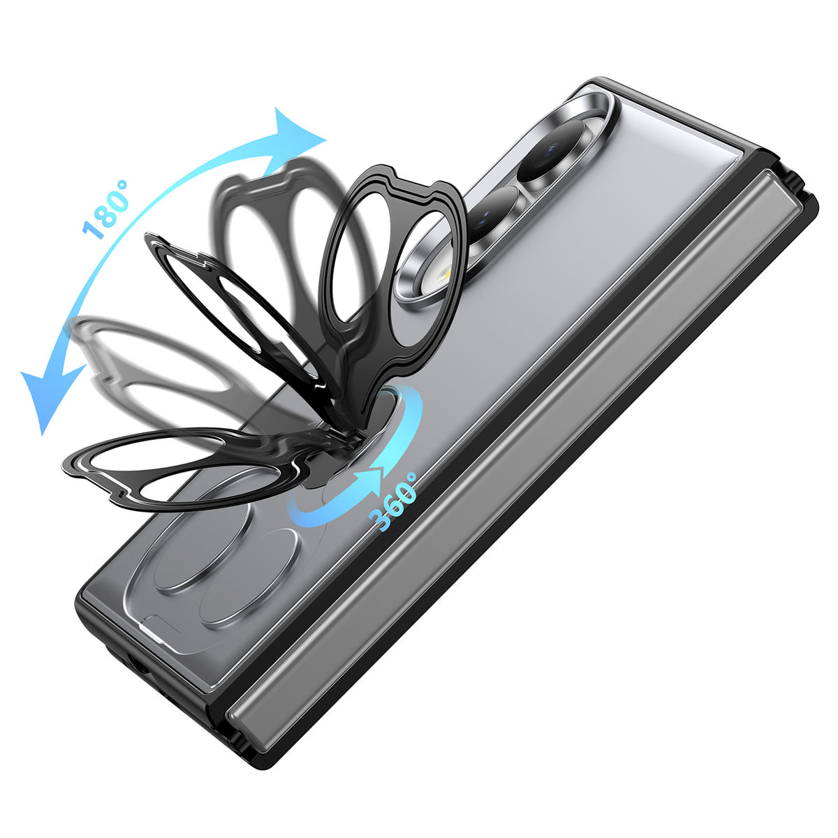 Phone Case for Samsung Galaxy Z Fold 8 Magnetic 2 Ring Stand Car Mount Friendly Shockproof Rugged Grip Armor Dual Ring Kickstand Heavy Duty Hybrid Cover