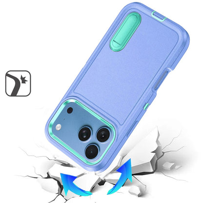 Phone Case for Apple iPhone 18 Pro/ iPhone 17 Pro 3in1 Tough Rugged Kickstand Shockproof Armor Grip Heavy Duty Drop Resistant Protective Hybrid Cover Blue