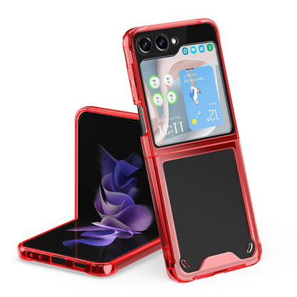 For Samsung Galaxy Z Flip 7 FE Transparent Hybrid Shockproof Hard PC Slim Durable TPU Bumper Protection Case Cover Red