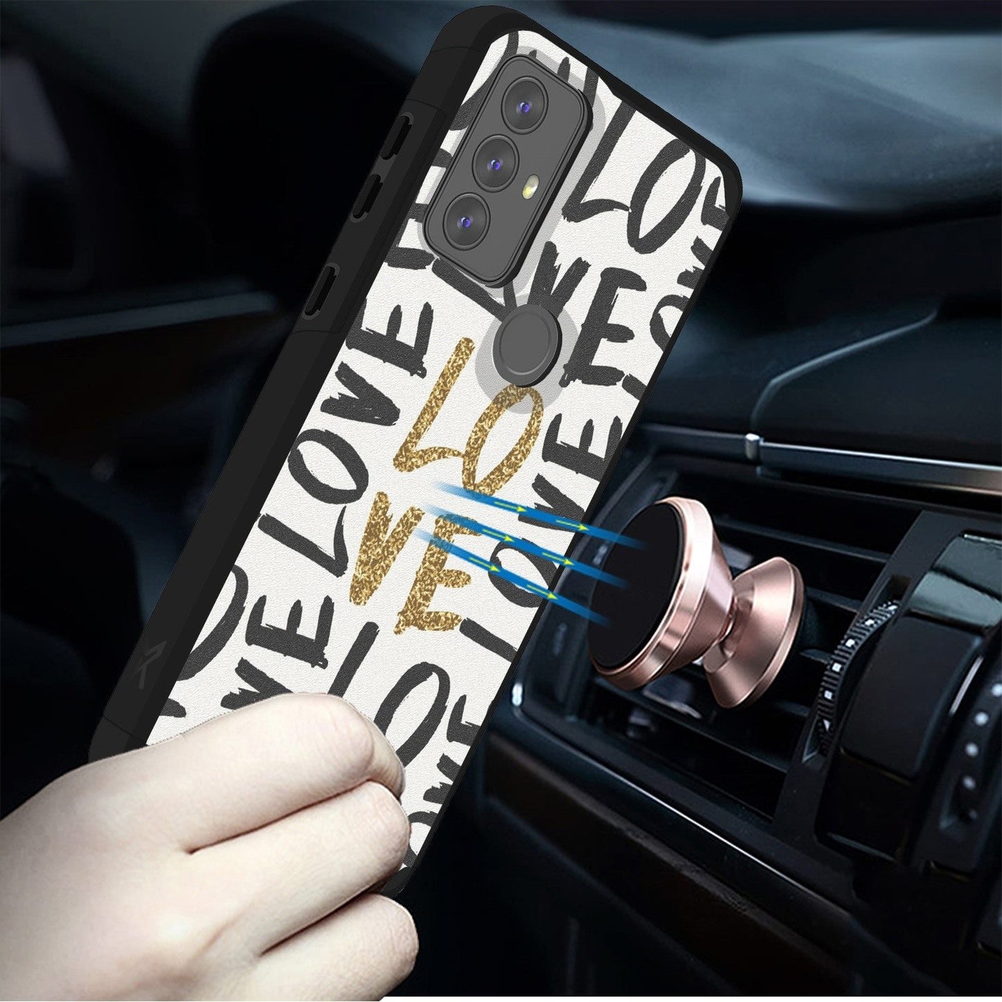 For Motorola Moto G Stylus 5G 2025 Fashion Graphic Design Hybrid 2in1 Tough Hard PC TPU Frame, Magnet Mount Friendly, Shockproof Protection Case Cover Carbon Fiber Black