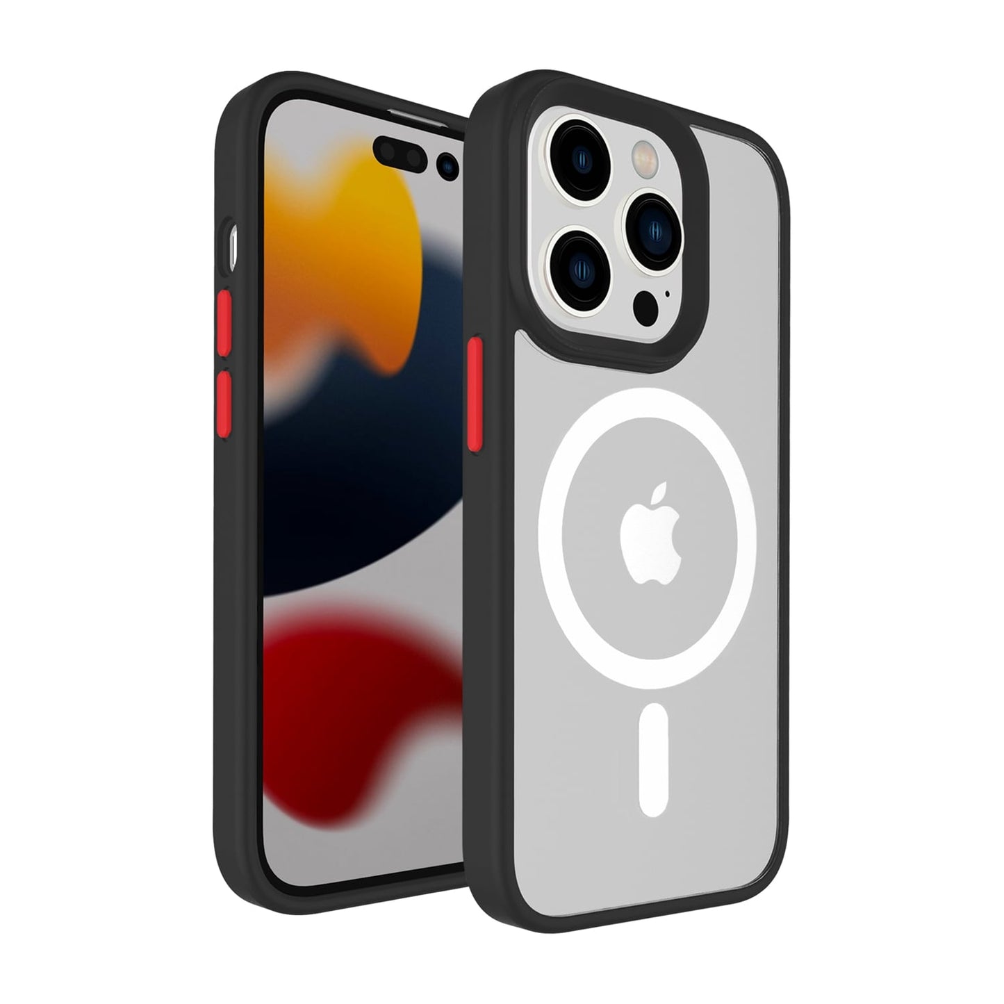 For Apple iPhone 12 Pro Max Magnetic Circle Hybrid 2mm Shock Protection Durable Grip Color Button Design for Ultra Series Case Cover Black