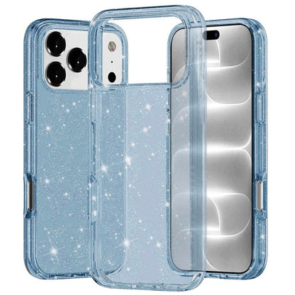 Phone Case for Apple iPhone 18 Pro/ 17 Pro Glitter Transparent Shockproof Thick Clear Hybrid Slim Fit Heavy Duty 3mm TPU Protective Bumper Cover Blue