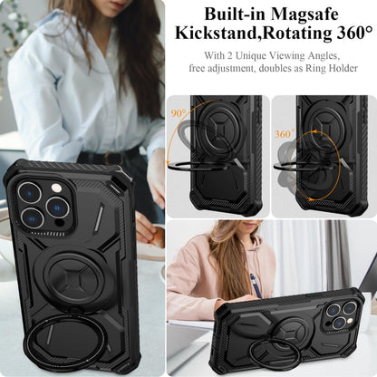 For Apple iPhone 16 Pro Max (6.9") Hybrid Bumper Invisible Stand Compatible with Magsafe 360° Ring Kickstand Shockproof Case Cover