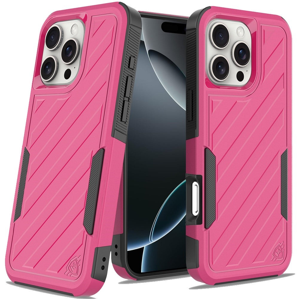 Phone Case for iPhone 16 Pro Max Premium Hybrid Rugged lined Shockproof Textured 2-in-1 Non-Slip Hard PC & TPU Non Slip Tough Cover
