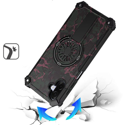 Phone Case Cover for Samsung Galaxy A07 4G Magnetic Invisible Kickstand Holder with CD Texture Design, Shockproof Hybrid Military Grade Heavy Duty Cover