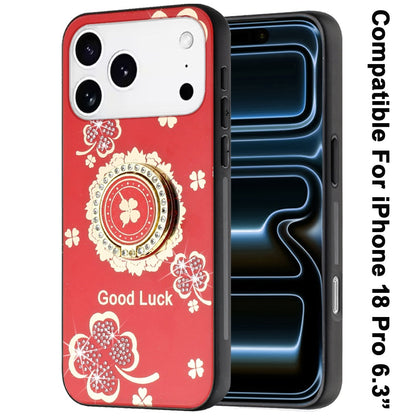 Phone Case for Apple iPhone 18 Pro Diamond 3D Fashion Floral Glitter Engraved Luxury Bling Hybrid Shockproof Chrome Edge Protective Grip Cover