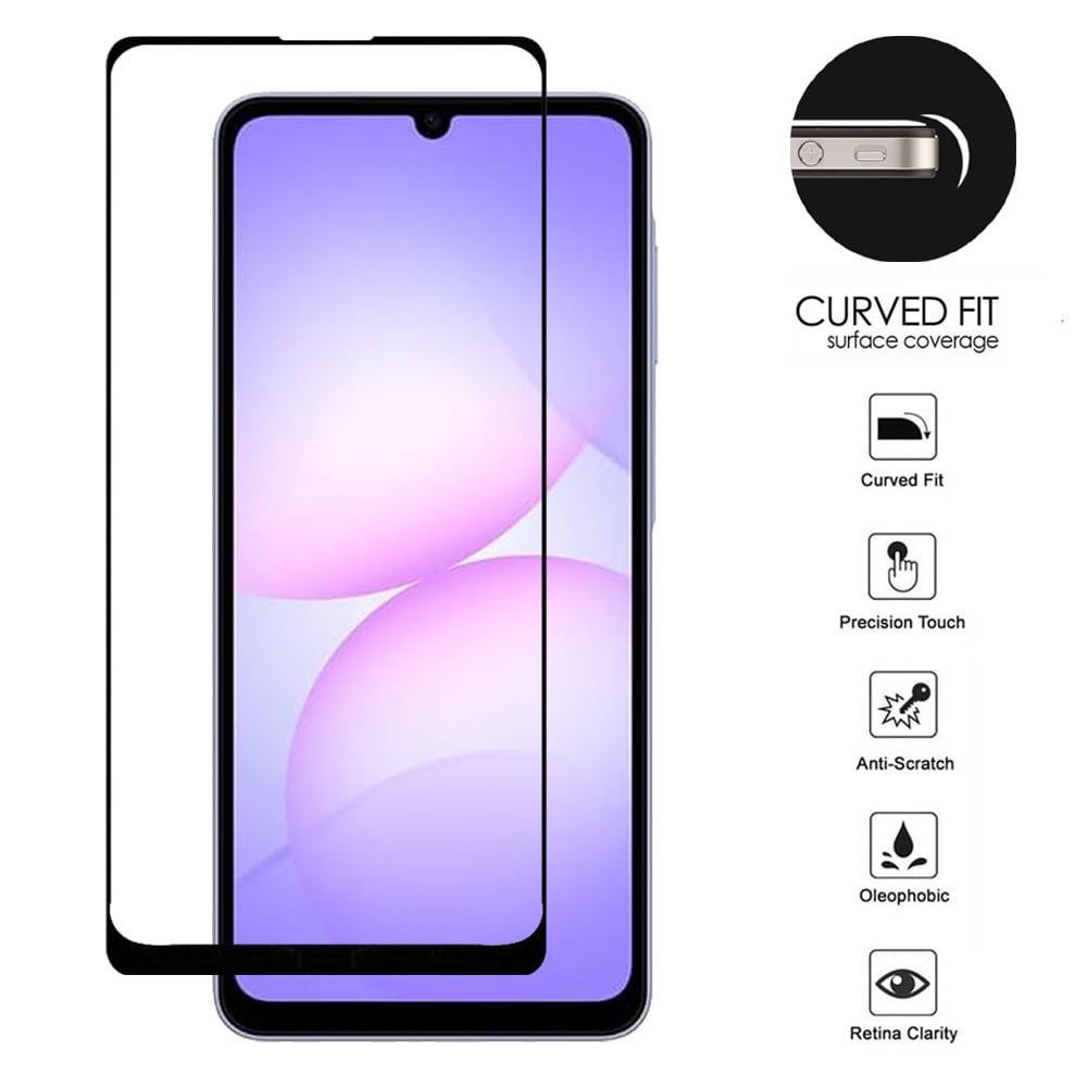 Screen Protector for Samsung Galaxy A07 4G Tempered Glass Screen Protector, Black Edge HD Clear, Scratch Resistant, Anti-Fingerprint, Easy Install, 9H Hardness Cover Black