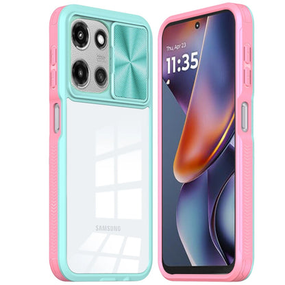 For Motorola Moto G 5G 2026/2025 Hybrid Cases with Sliding Camera Cover Transparent Shockproof Bumper TPU Protective Case Cover Red