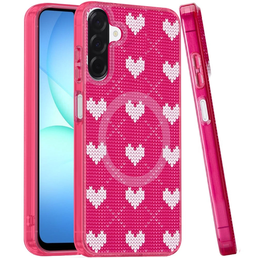 Phone Case for Samsung Galaxy A17 5G Shockproof Dual Layer TPU IMD Print Rugged Anti-Slip Grip Drop Protection Scratch Resistant Slim Fit Glossy Floral Heart Aesthetic Cover