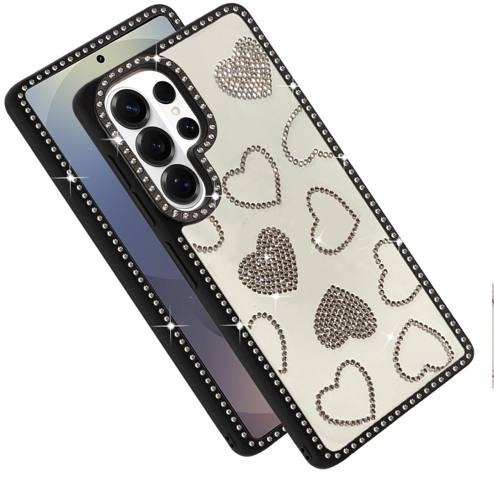 For Samsung Galaxy S26 Ultra Spread Love Glitter Shimmer Diamond Edge Hybrid Drop Protection Shockproof Design Compatible Case Cover