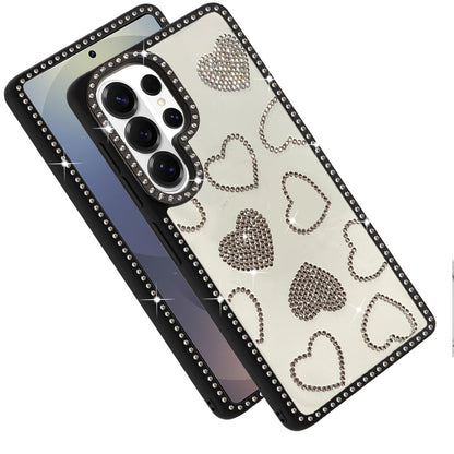 For Samsung Galaxy S26 Ultra Spread Love Glitter Shimmer Diamond Edge Hybrid Drop Protection Shockproof Design Compatible Case Cover