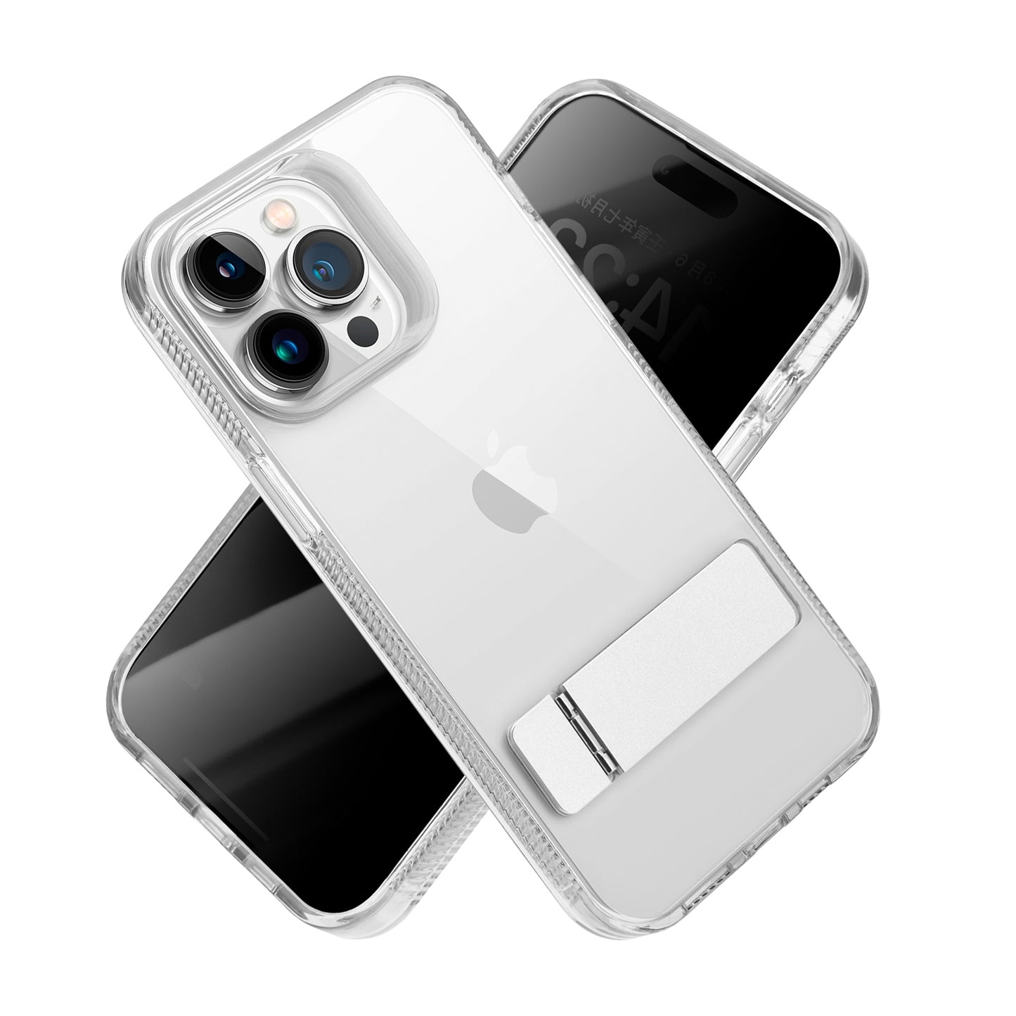 For Samsung Galaxy S25 /S24 Transparent with Sturdy Metal Kickstand Hybrid Dual Layer Tough Shock-Absorbent Slim Fit Hard PC + TPU Case Cover Clear