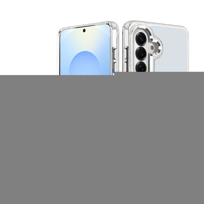 For Samsung Galaxy S25 /S24 Transparent Back Hybrid Case - Magnetic Circle, Color Frame, Metal Buttons, MagSafe Compatible Case Cover