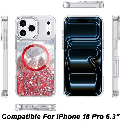 Phone Case for Apple iPhone 18 Pro Magnetic Epoxy Glitter Shimmer Crystal Hybrid Shockproof Slim Grip Anti Scratch Protective Clear Cover