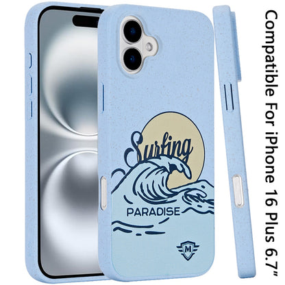 For Apple iPhone 16 Plus (6.7") Eco Friendly Bio-Degradable Design Hybrid Cases Slim Fit Soft TPU Drop Protection Rubber printed Case Cover